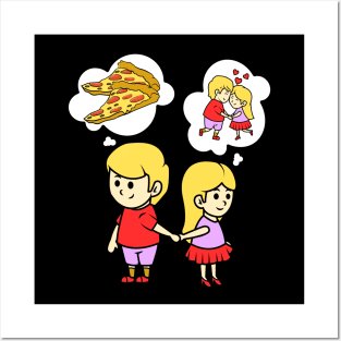 Eating Pizza For Two Relationship Couples Funny Gift Idea - Pizza Lover Posters and Art